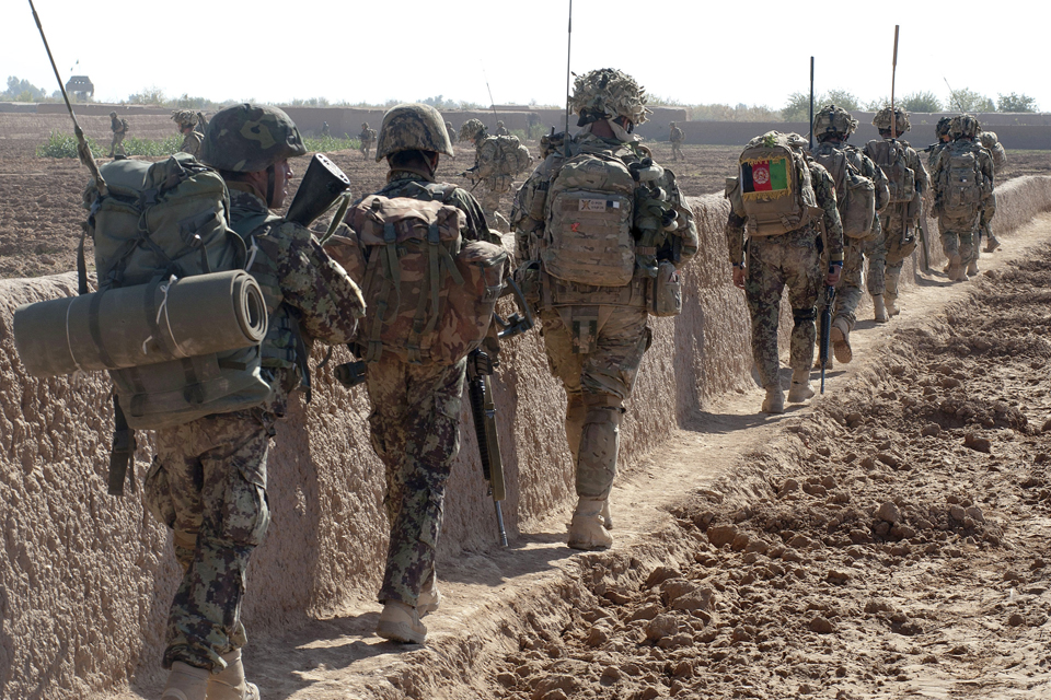 Afghan National Army warriors and soldiers from 1 SCOTS