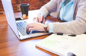 Woman working on laptop