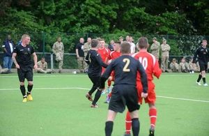 Scottish soldiers play on the new pitch [Picture: Crown copyright]