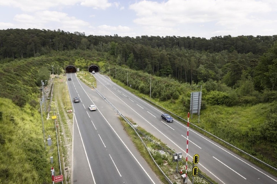 Hindhead Tunnel is the longest under-land road tunnel in the UK at 1.2miles (1.83km)