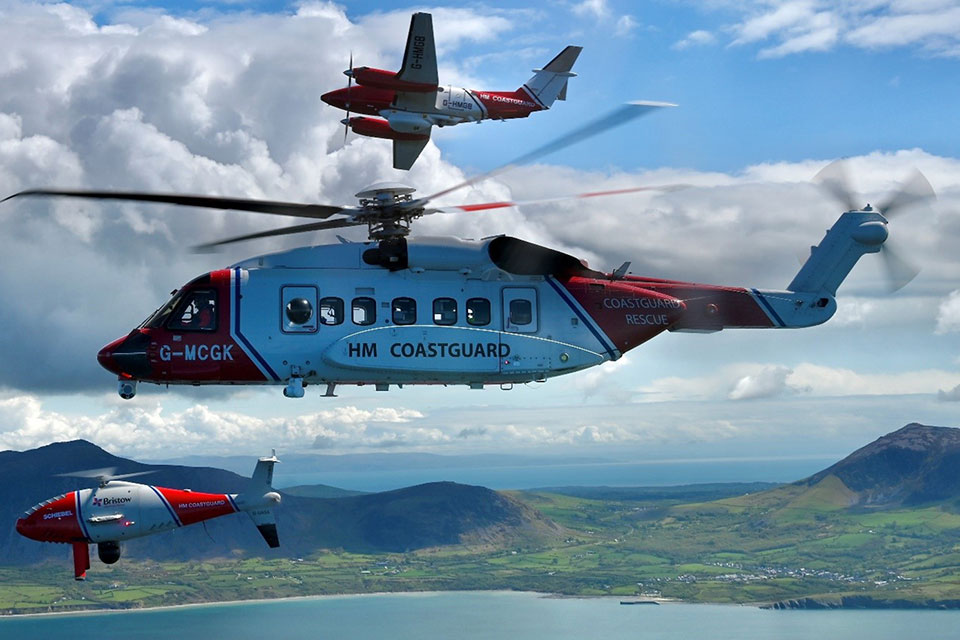 HM Coastguard aviation: fixed-wing aircraft, helicopter and drone