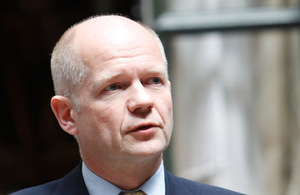 Foreign Secretary William Hague expresses condolences following Gansu earthquake.