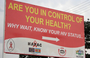 HIV testing is advertised on a roadside sign