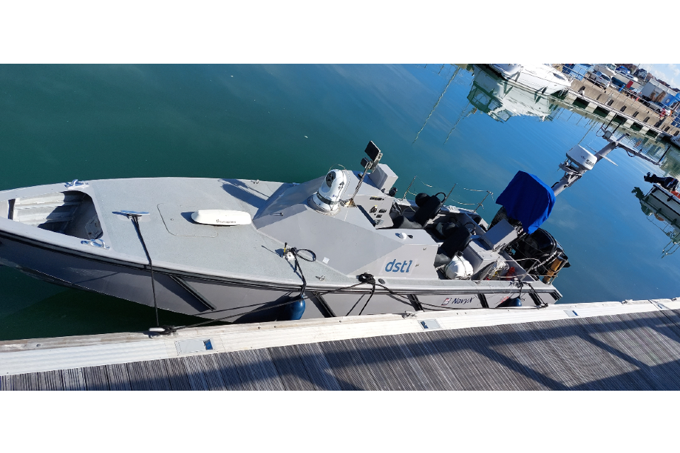 Autonomous maritime asset protection system moored up in harbour