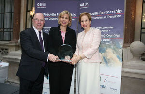 Nezha Hayat with minister Alistair Burt and Ambassador lalla Joumala