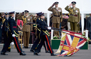 His Royal Highness The Duke of York takes the salute [Picture: Corporal Andy Reddy RLC, Crown copyright]