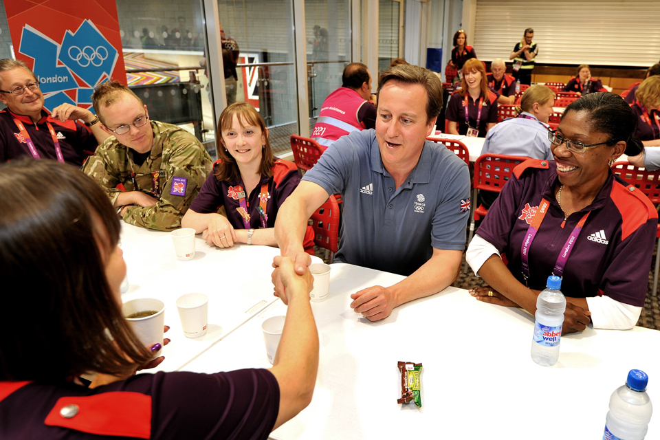 The Prime Minister meets Games Makers. Photo: John Stillwell/PA Wire.