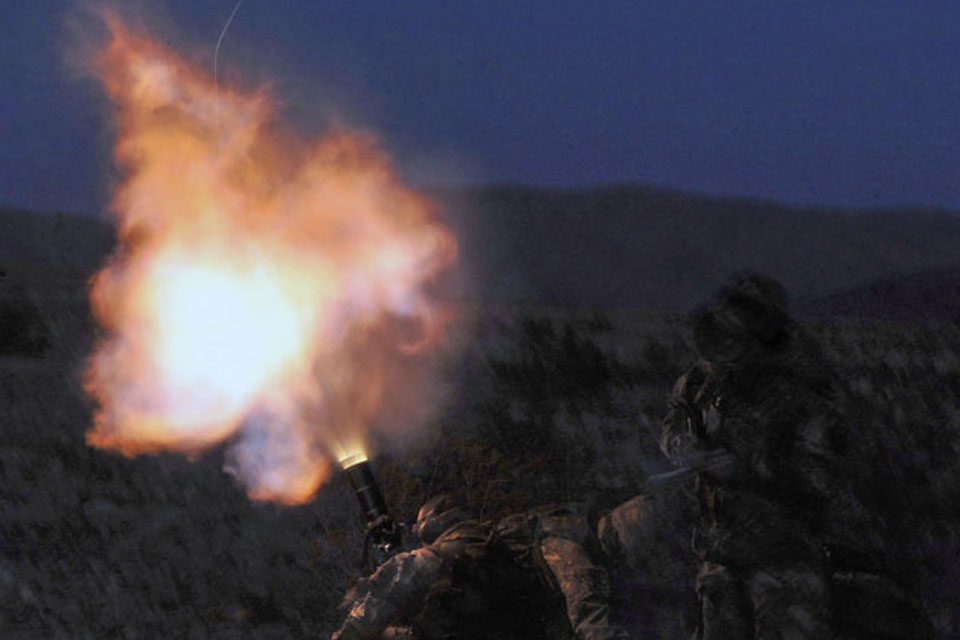 Royal Marines training on the live firing ranges in the Mojave Desert, California 