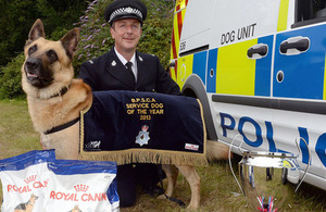 Service Dog of the Year, Belgian Shepherd Jura, and his handler [Picture: Chief Petty Officer Airman (Photographer) Rob Harding, Crown copyright]