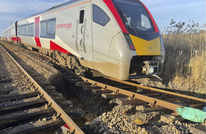 Положение поезда после инцидента (изображение предоставлено Network Rail)