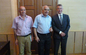 (From left) Faizullo Boboev, Mamadsho Ilolov and HM Ambassador Robin Ord-Smith