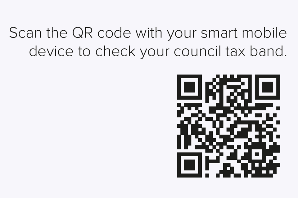 Scan the QR code with your smart mobile device to check your council tax band.