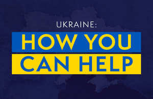 Изображение украинского флага с текстом, который гласит: Украина: как вы можете помочь наложили.