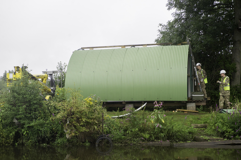 Soldiers from 73 Engineer Regiment at work on the new boat house