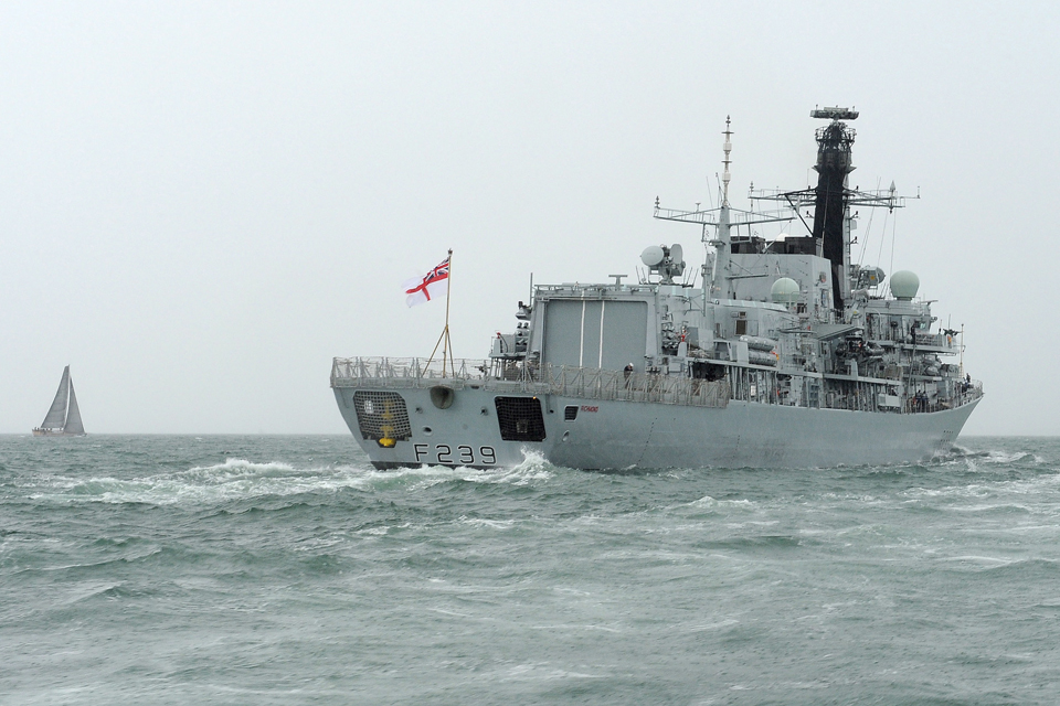 HMS Richmond sails from Portsmouth on 5 August 2013