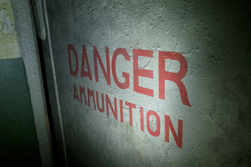 The sign on a doorway: "Danger Ammunition"