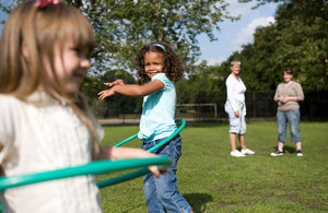 Girls playing in park