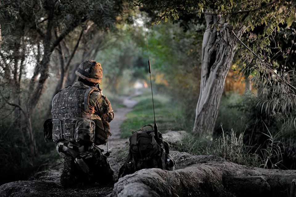 Winner of the Commandant General Royal Marines' Prize: A Royal Marine from W Company, 45 Commando, on his radio while out on patrol