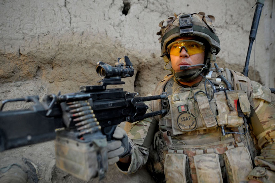 Lance Corporal Shepards-Smith from the Light Dragoons 2 Troop inside the complex bunker system in Shorokay during Operation DAAS