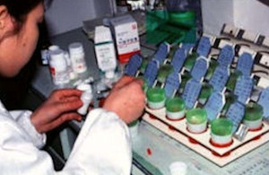 Hunan Province: A nurse preparing DOTS drugs