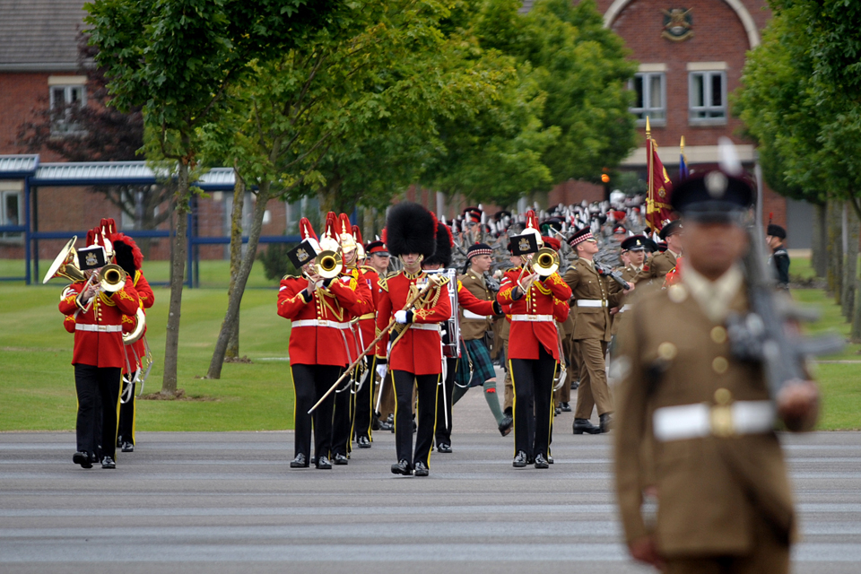 The Heavy Cavalry and Cambrai Band marches onto the parade square