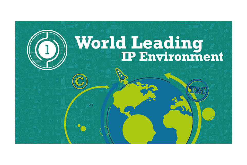 World leading IP environment - image contains a rocket and a globe