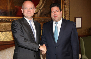 Foreign Secretary William Hague with Chief Minister of Gibraltar, the Hon Fabian Picardo MP