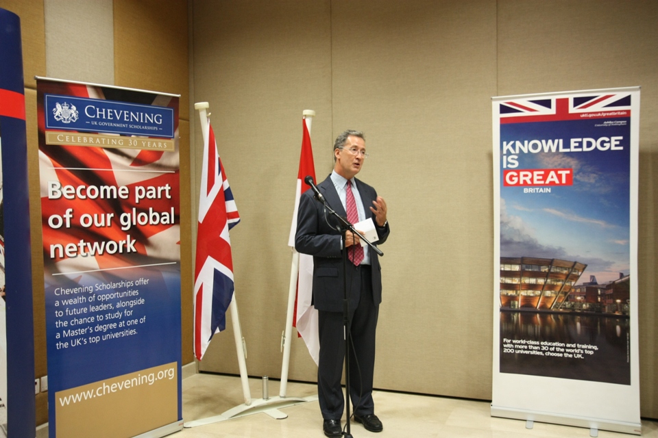 British Ambassador Mark Canning presented the awards to the new Chevening scholars