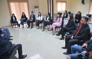 Ambassador Collard with AUST students in Zahle