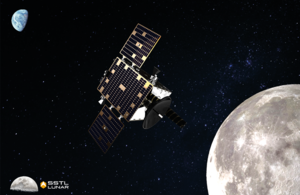 Впечатление художника от Lunar Pathfinder с Землей и Луной