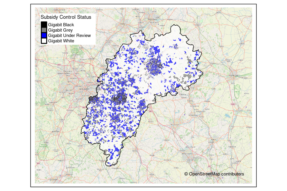 Карта почтовых индексов результатов OMR Лестершира и Уорикшира