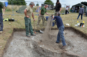 The dig by injured soldiers on Salisbury Plain that is excavating the remains of MK1a Spitfire P9503 [Picture: Corporal Steve Blake RLC, Crown copyright]