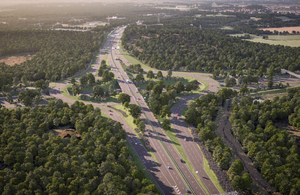 Aerial view of how the redeveloped junction at Wisley will look when complete in 2025.