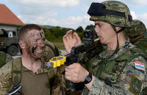 A British Army reservist and a Croatian soldier on Exercise Sava Star in Croatia [Picture: Corporal Andy Reddy RLC, Crown copyright]