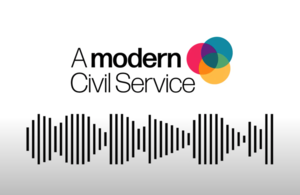 The logo for A Modern Civil Service and a wavelength icon.