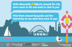 Poster for the Hello Lamp Post pilot launch in Newcastle