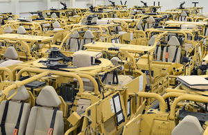 Jackal and Coyote vehicles waiting to be unloaded at Marchwood [Picture: Corporal Lu Scott, Crown copyright]