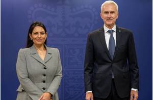 Home Secretary Priti Patel and INTERPOL Secretary General Jürgen Stock