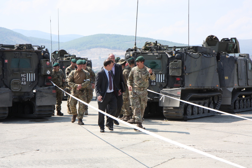 “Albanian Lion 13” - HMA Nicholas Cannon is received by Royal Marines upon his arrival in Kuçova during a NEO Exercise. 