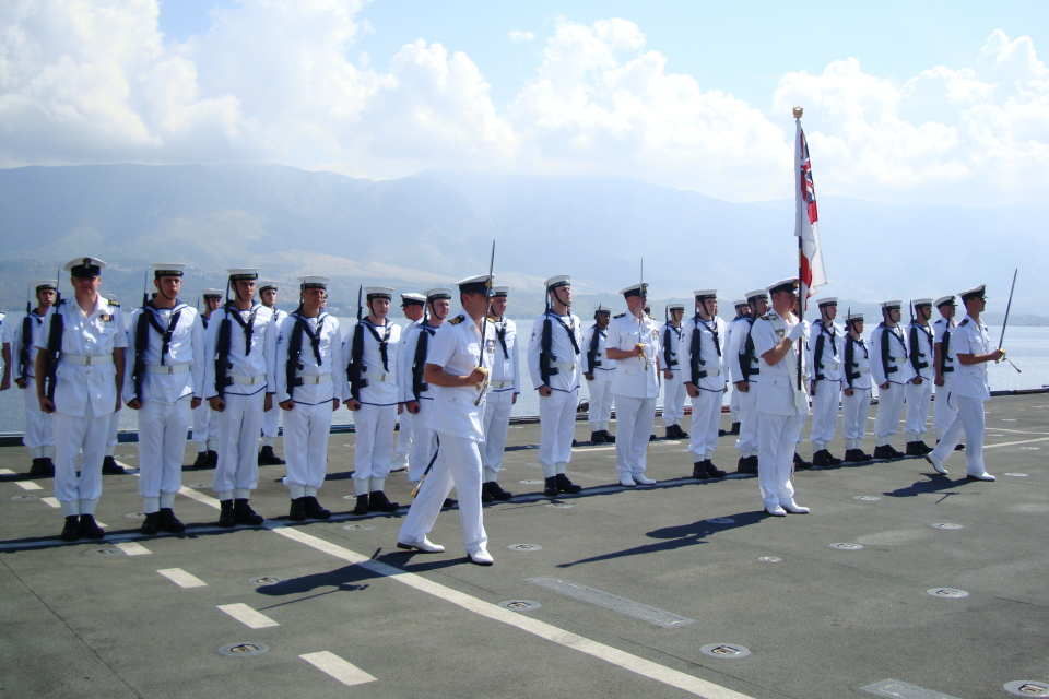 Albanian Lion 13” – DV Day, Royal Navy Guard of Honour on board HMS Illustrious.