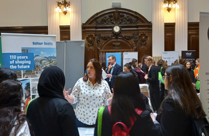 image showing Fran Oliver talking at the Women into Manufacturing and Engineering event