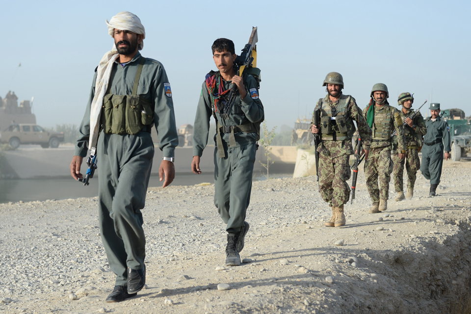 Afghan soldiers on operation in Nahr-e Saraj