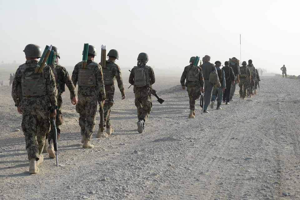 Afghan soldiers on operation in Nahr-e Saraj