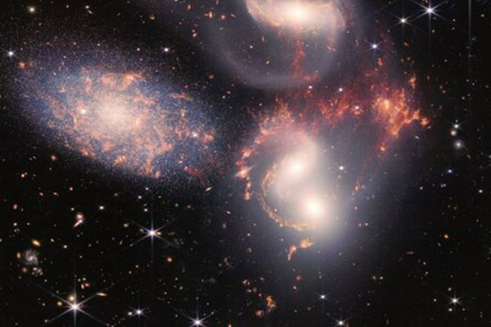 Stephan’s Quintet galaxy grouping. Credit: NASA, ESA, CSA, and STScI