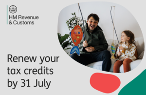 Text: Renew your tax credits by 31 July