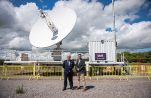 Paul Bate and Paul Hollinshead in front of satellite groundstation