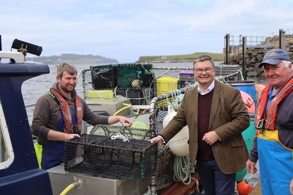 Minister Stewart at Staffin Harbour, Skye