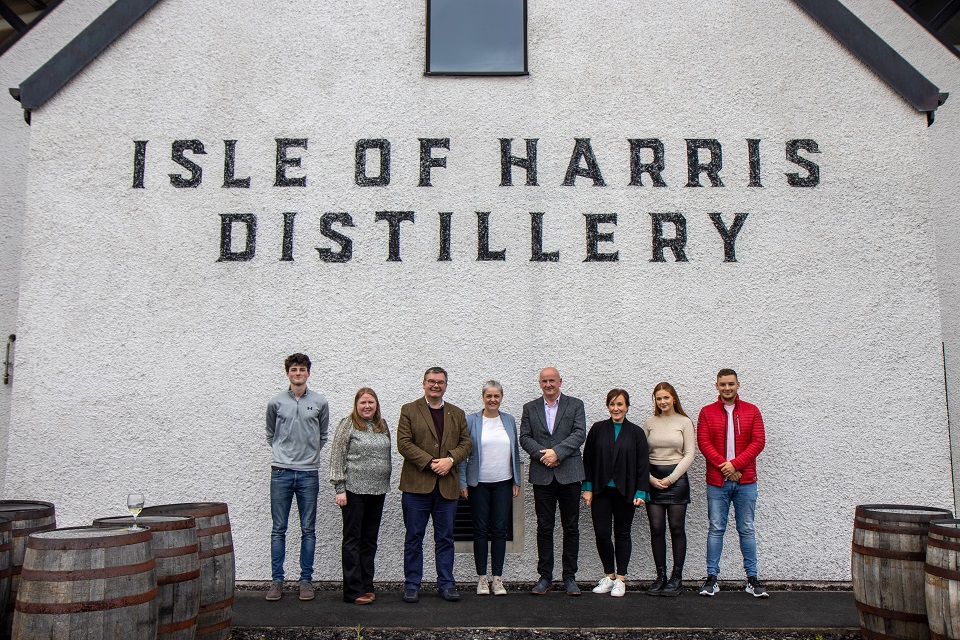 Minister Stewart at Harris Distillery