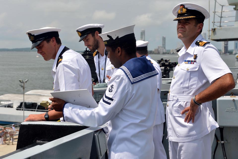 HMS Lancaster's bridge team at work