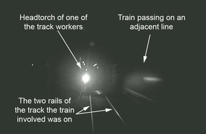Forward-facing CCTV from the train involved in the near miss (courtesy of GB Railfreight)